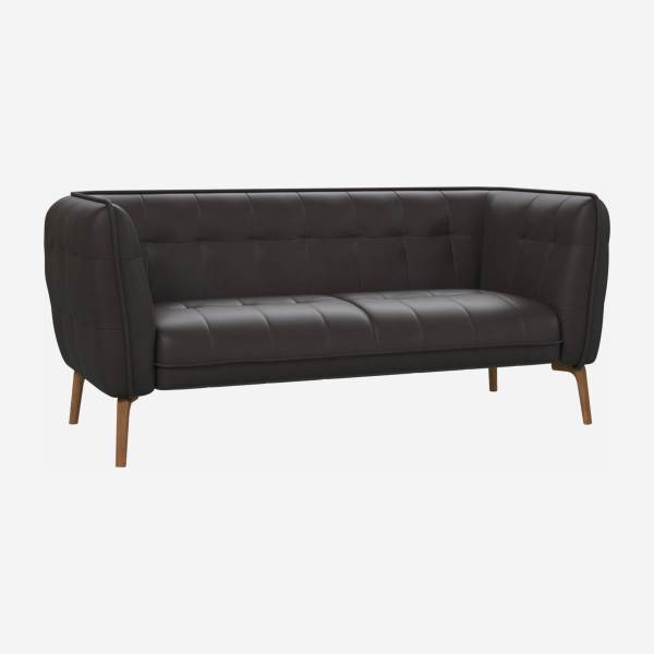 Savoy leather 2-seater sofa - Amaretto brown - Oak legs