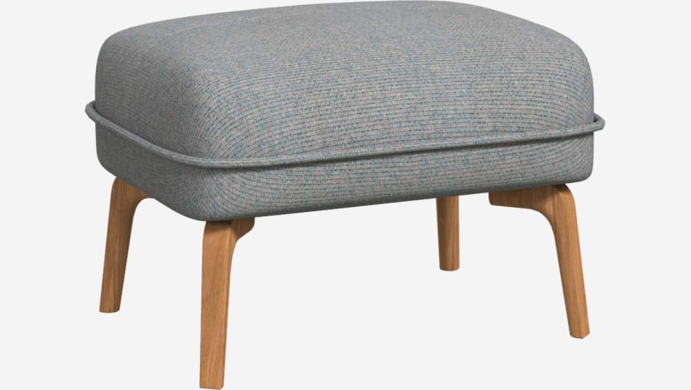 Lecce fabric footstool - Bluish grey - Oak legs