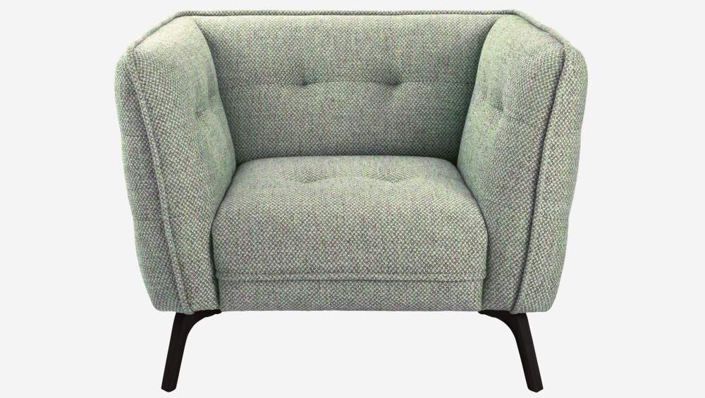 Sessel aus Bellagio-Stoff - Graugrün - Dunkle Füße