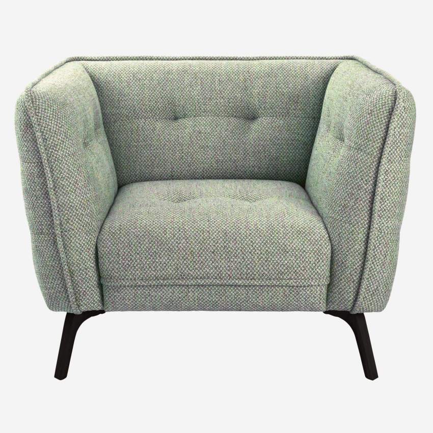 Sessel aus Bellagio-Stoff - Graugrün - Dunkle Füße