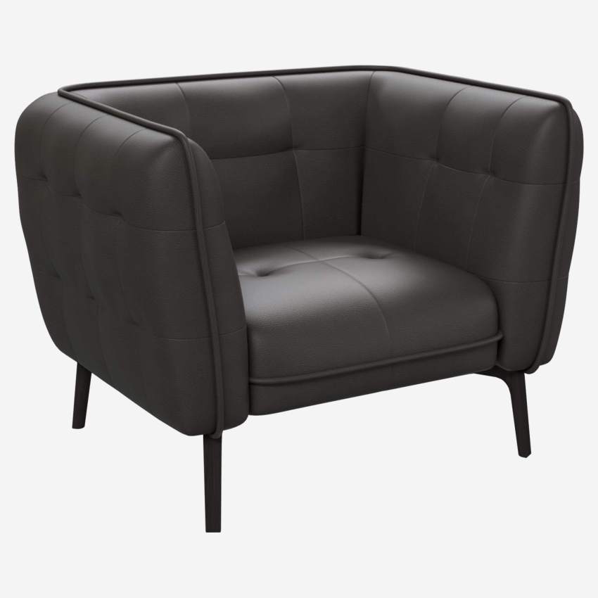 Savoy leather armchair - Anthracite grey - Dark legs