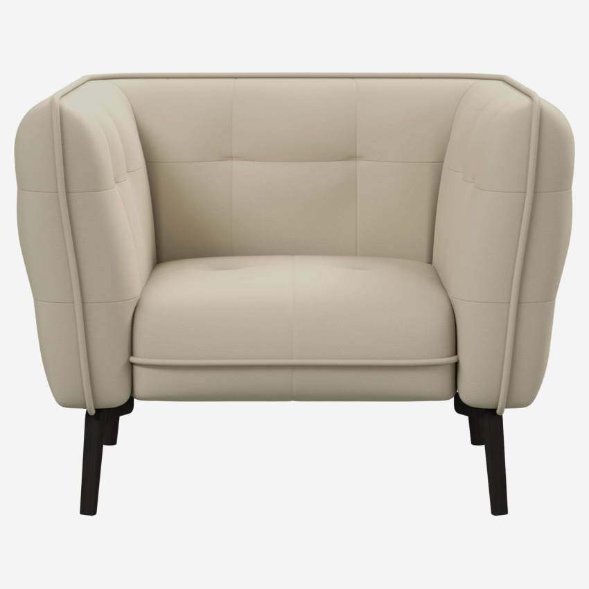 Savoy leather armchair - White - Dark legs