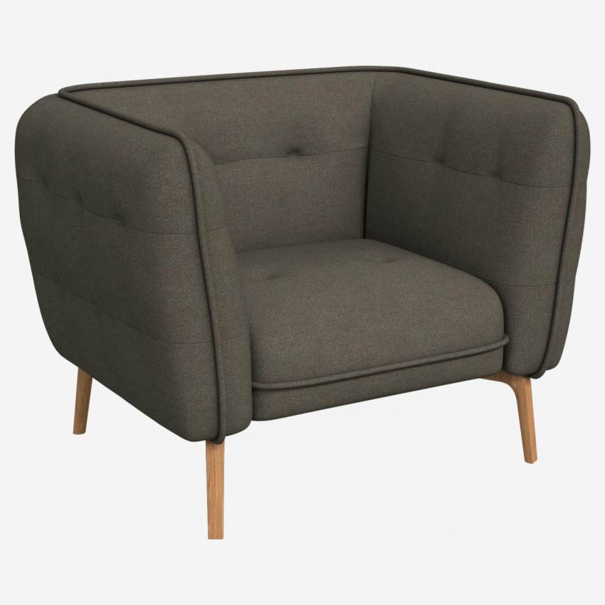Lecce fabric armchair - Dark grey - Oak legs