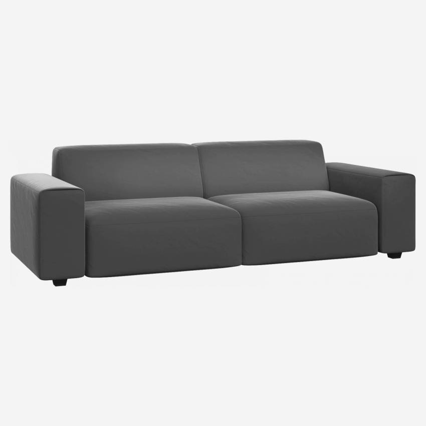 Velvet 4-seater sofa - Silver grey