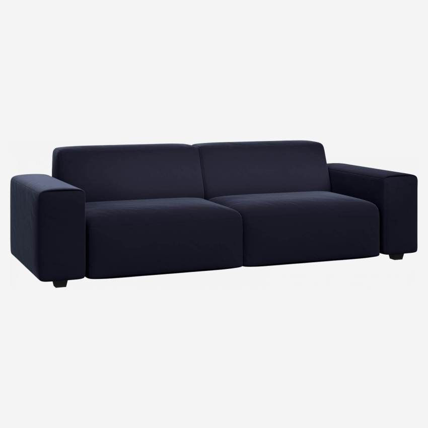 Velvet 4-seater sofa - Navy blue