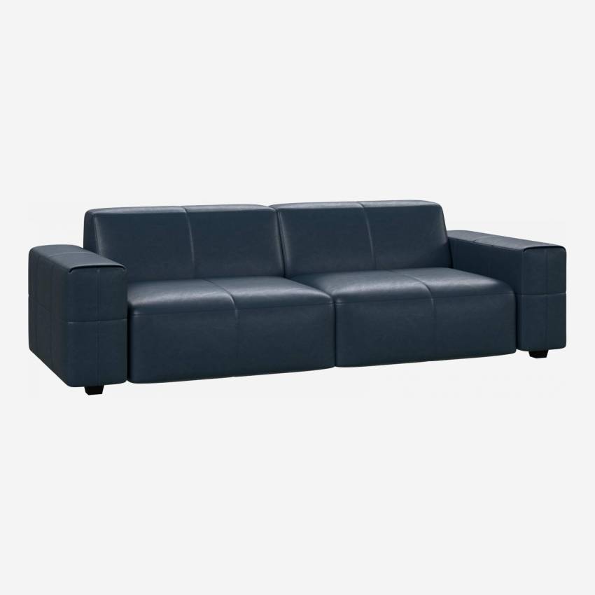 Vintage leather 4-seater sofa - Night blue