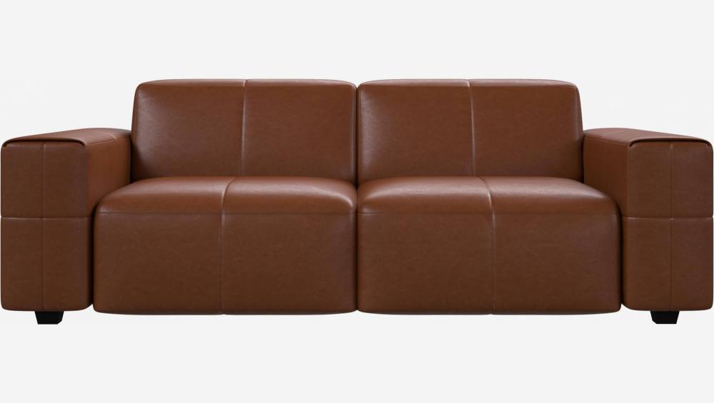 Vintage leather 3-seater sofa - Cognac
