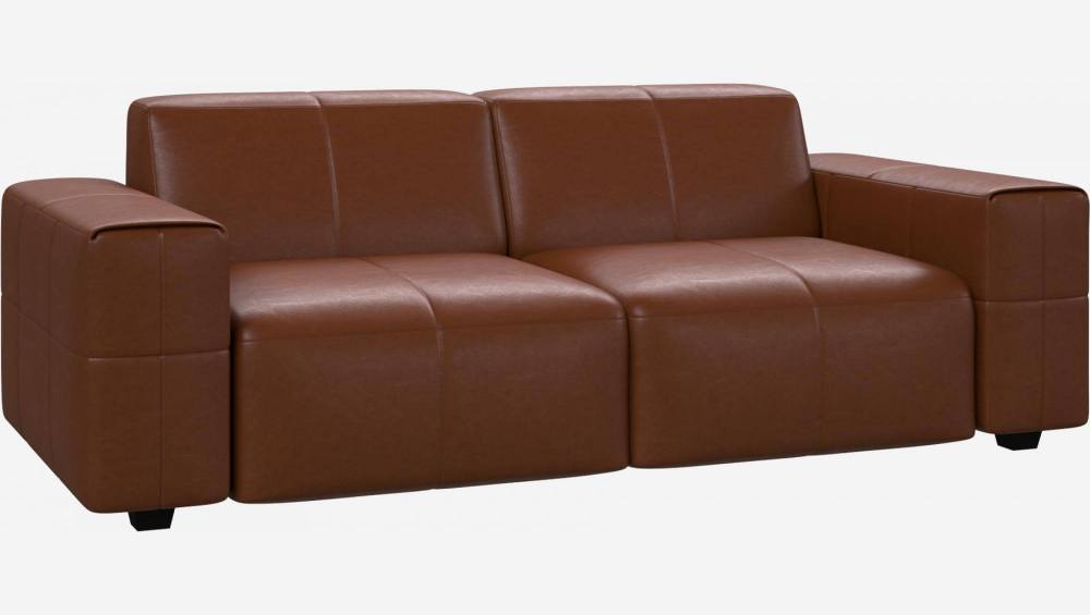 3-Sitzer Sofa aus Anilinleder Vintage Leather old chestnut