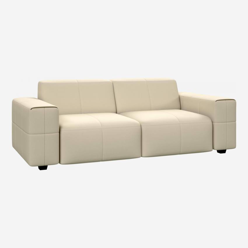 3-Sitzer Sofa aus genarbtem Eton-Leder - Cremefarben