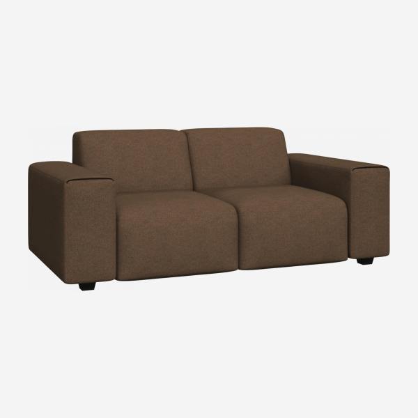 2-Sitzer Sofa aus Stoff, graubraun und orange meliert