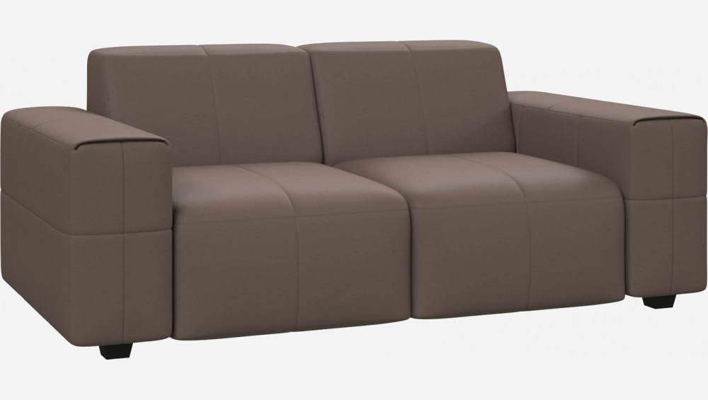 2-Sitzer Sofa aus genarbtem Eton-Leder - Graubraun