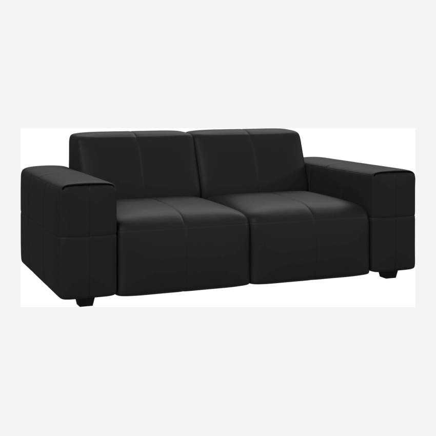 2-Sitzer Sofa aus genarbtem Leder Eton black