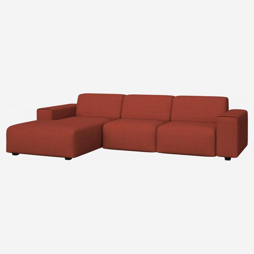 3 -Sitzer Sofa mit Chaiselongue links aus Stoff - Ziegelrot