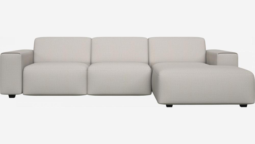 3-Sitzer Sofa mit Chaiselongue rechts aus Stoff, cremeweiß