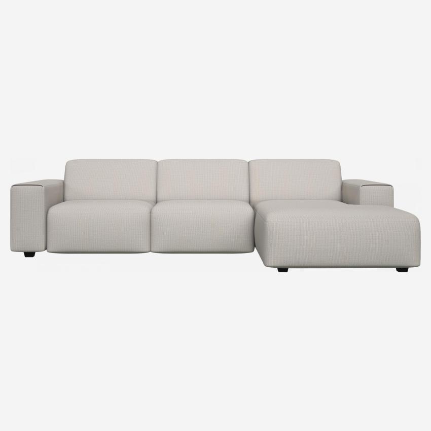Fasoli fabric 3-seater sofa with right chaise longue - White