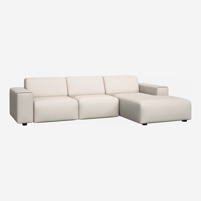 Fasoli fabric 3-seater sofa with right chaise longue - White