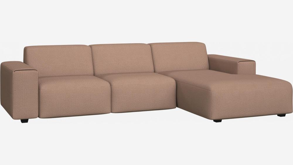 Fasoli fabric 3-seater sofa with right chaise longue - Brown