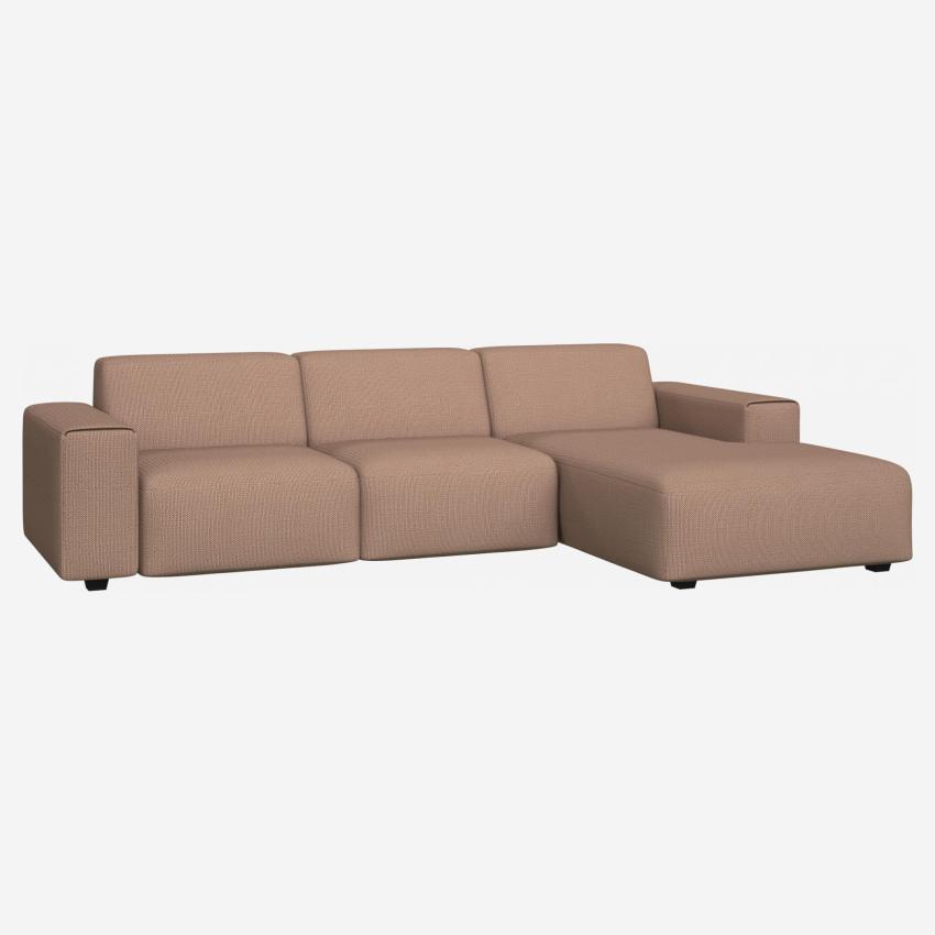 3-Sitzer Sofa mit Chaiselongue rechts aus Stoff, braun