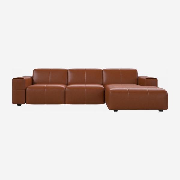 3-Sitzer Sofa mit Chaiselongue rechts aus Anilinleder Vintage Leather old chestnut