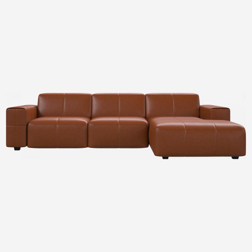 Sofá de 3 plazas con chaise longue derecha en piel anilina Vintage Leather old chestnut