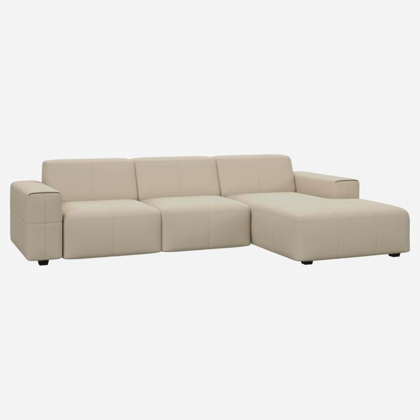 3-Sitzer Sofa mit Chaiselongue rechts aus Semianilinleder Savoy off white