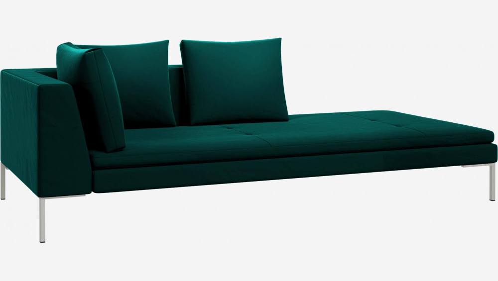 Right chaise longue in Super Velvet fabric, petrol blue