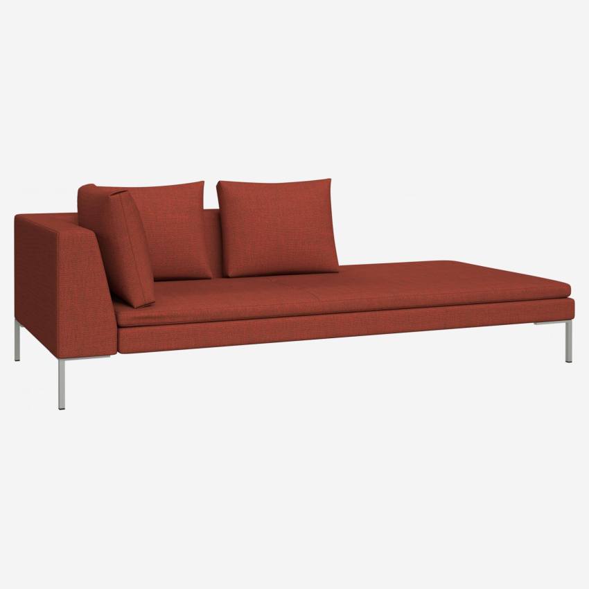 Right chaise longue in Fasoli fabric, warm red rock