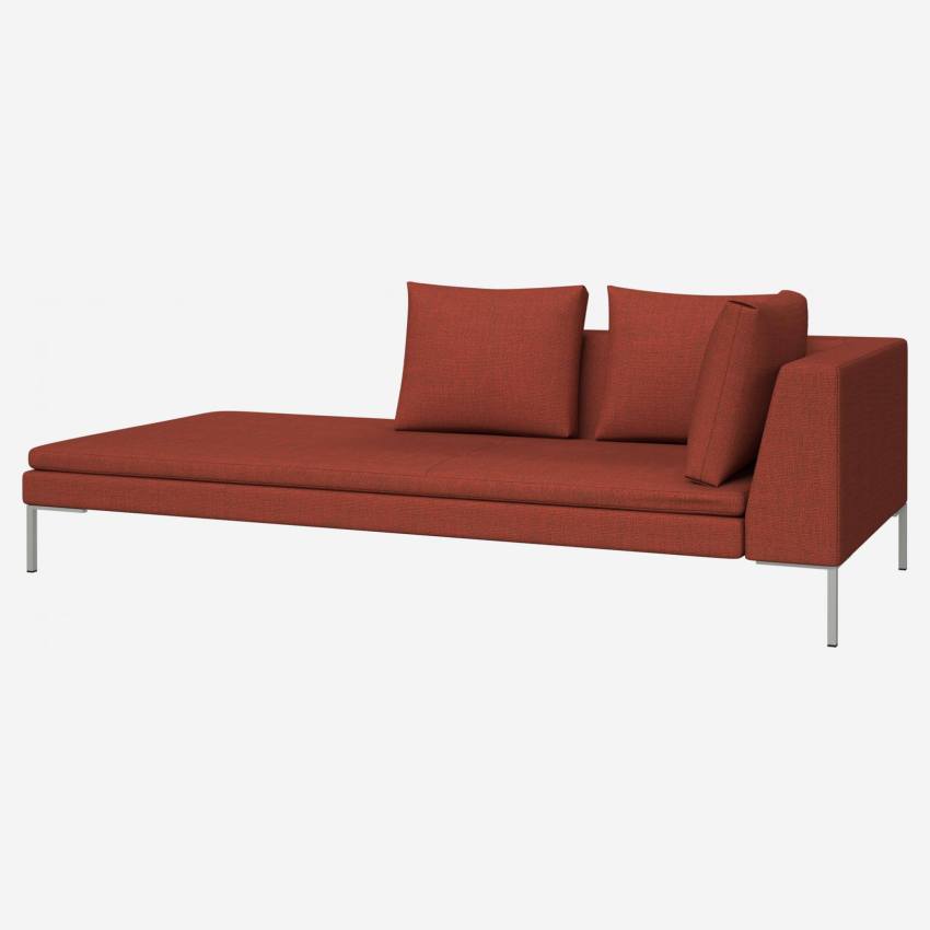 Left chaise longue in Fasoli fabric, warm red rock