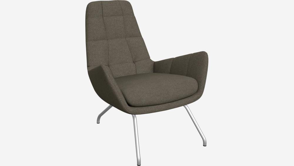 Armchair in Lecce fabric, slade grey with matt metal legs