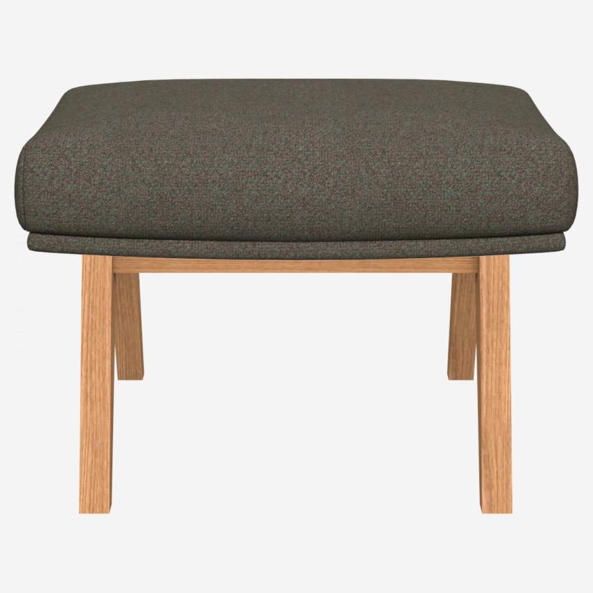 Footstool in Lecce fabric, slade grey with oak legs