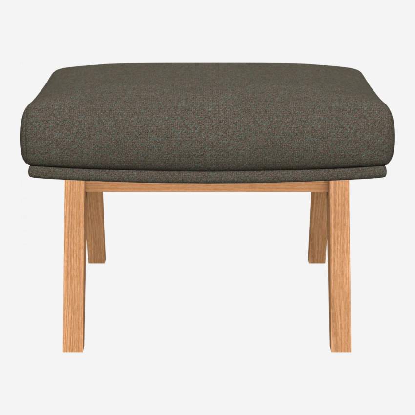 Footstool in Lecce fabric, slade grey with oak legs