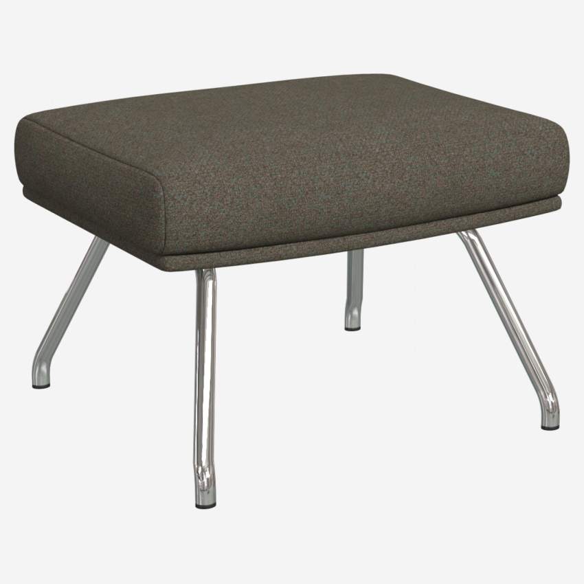 Footstool in Lecce fabric, slade grey with chromed metal legs