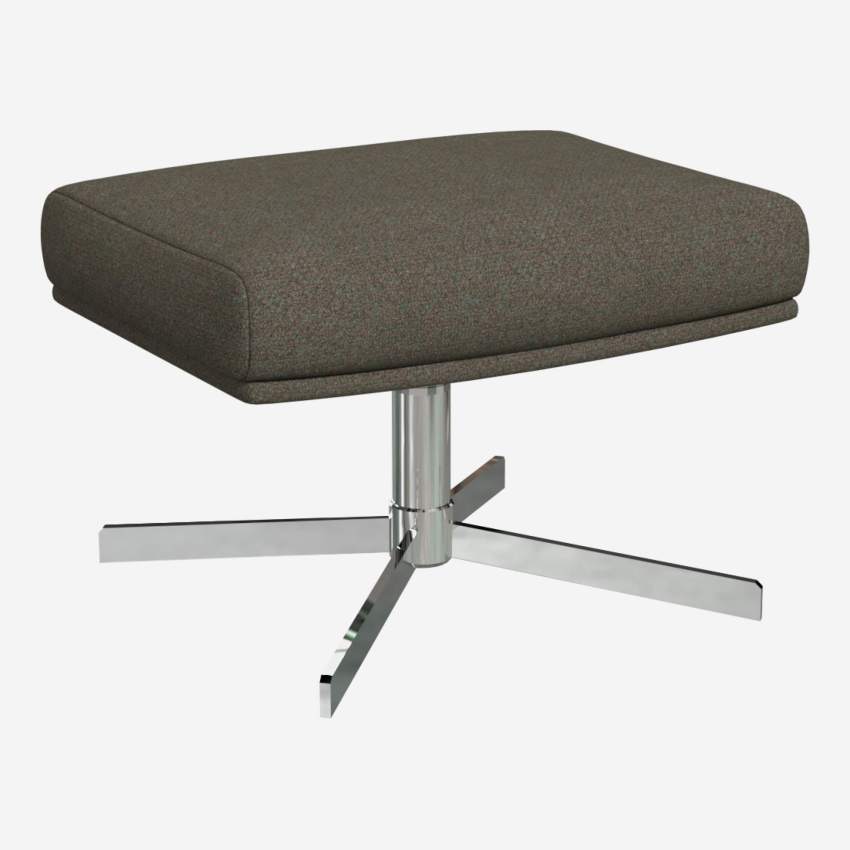 Footstool in Lecce fabric, slade grey with metal cross leg