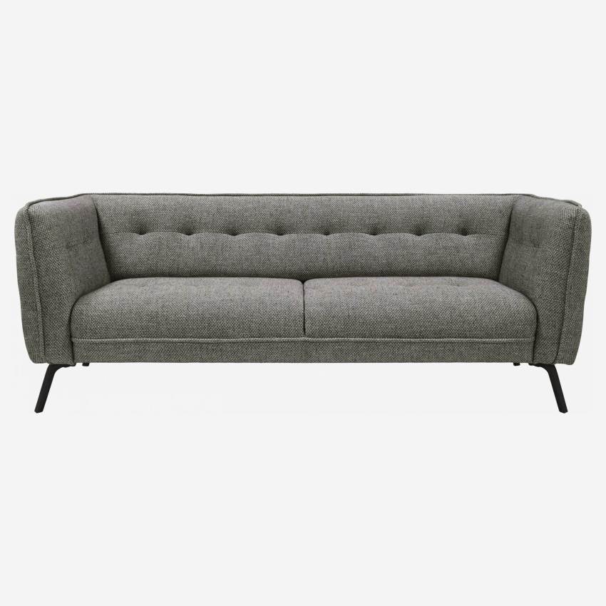 3-Sitzer-Sofa aus Bellagio-Stoff - Graublau - Dunkle Füße