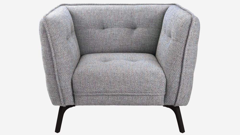 Sessel aus Bellagio-Stoff - Graublau - Dunkle Füße