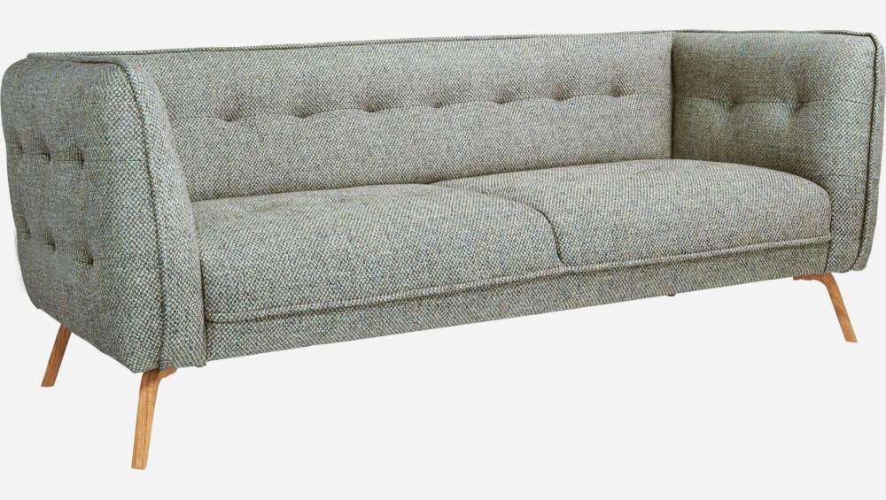 3-Sitzer-Sofa aus Bellagio-Stoff - Graublau - Eichenfüße