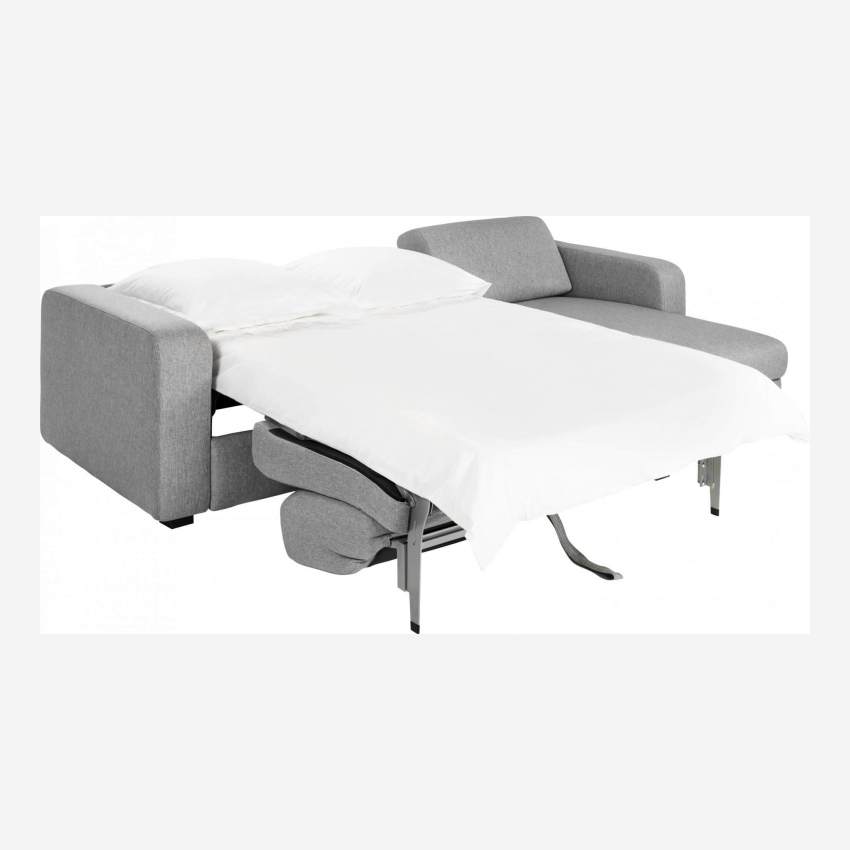 Canapé d'angle 2 places convertible en tissu avec sommier à lattes - Gris clair