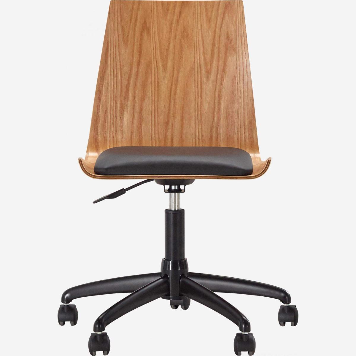 Gandhi Chaise De Bureau A Roulette En Noyer Et Assise Noire Habitat