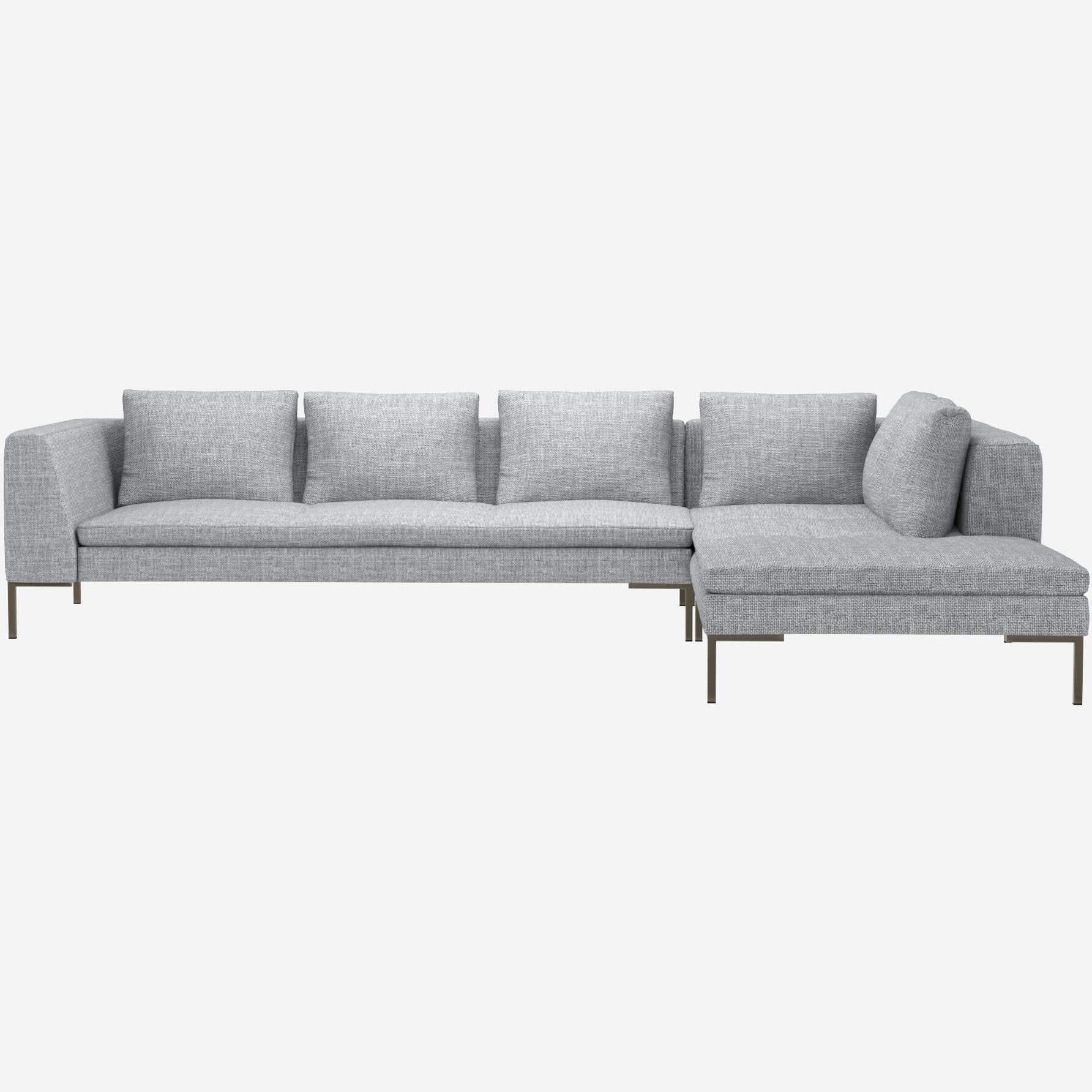 3-Sitzer-Sofa mit Chaiselongue rechts aus Melina-Stoff - Asphaltgrau