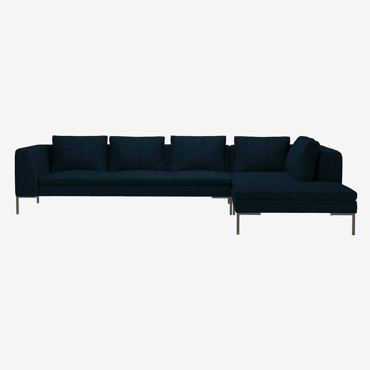 3-Sitzer-Sofa mit Chaiselongue rechts aus Melina-Stoff - Tintenblau - 1