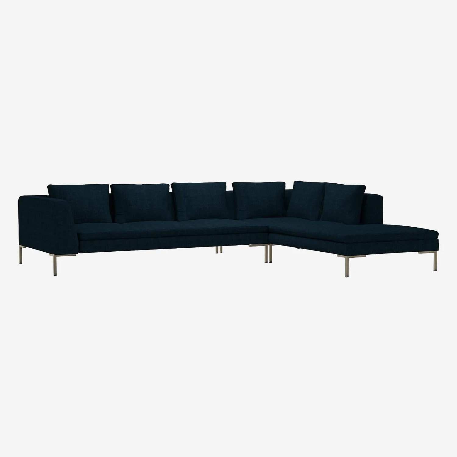 3-Sitzer-Sofa mit Chaiselongue rechts aus Melina-Stoff - Tintenblau - 2