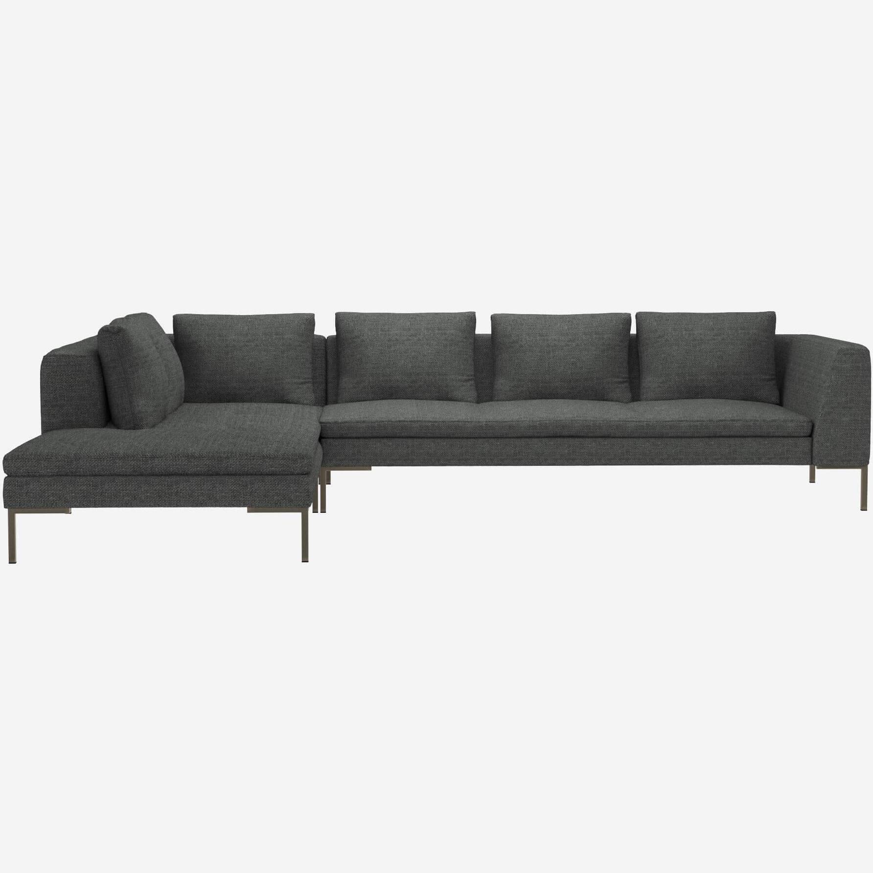 3-Sitzer-Sofa mit Chaiselongue links aus Melina-Stoff - Schiefergrau 