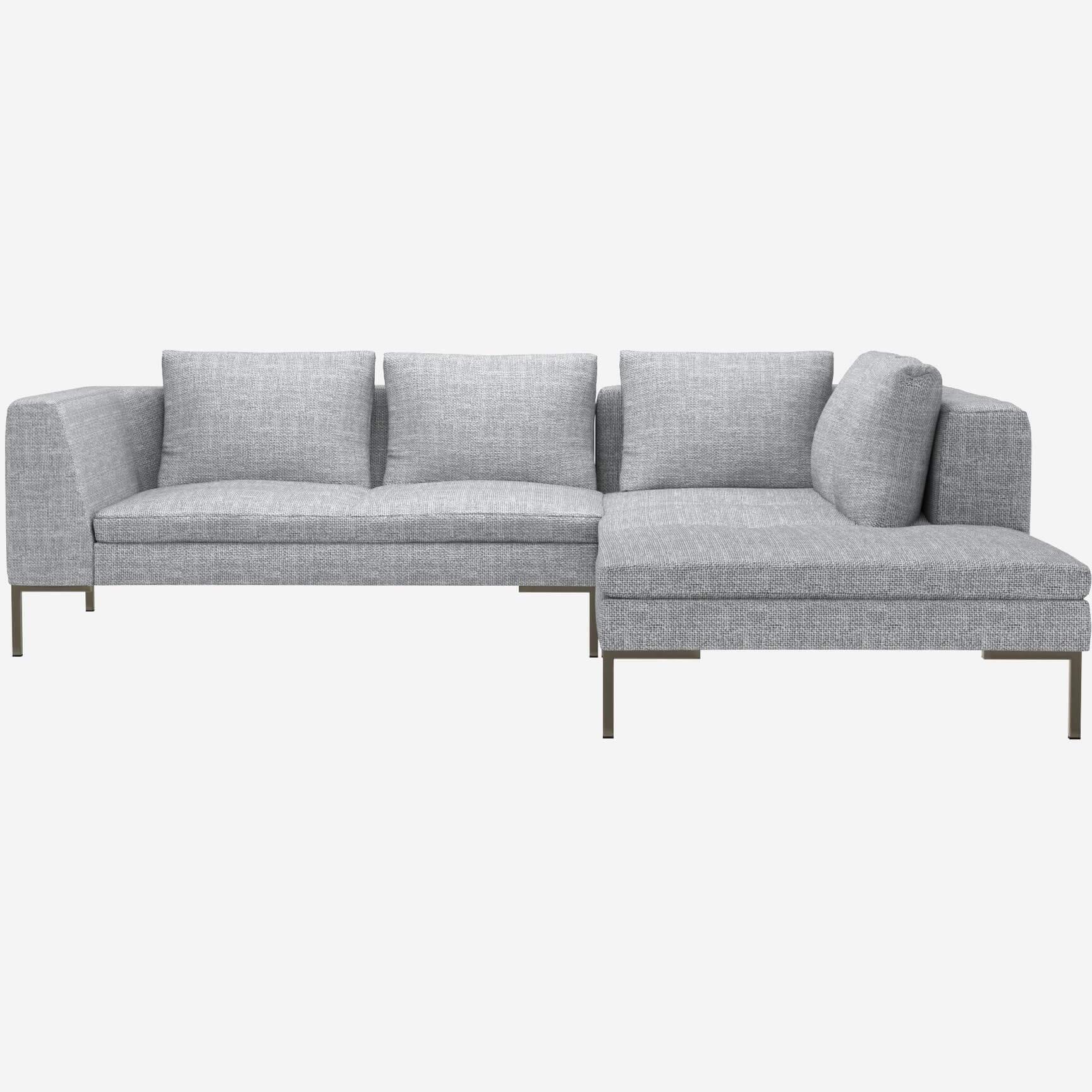 2-Sitzer-Sofa mit Chaiselongue rechts aus Melina-Stoff - Asphaltgrau