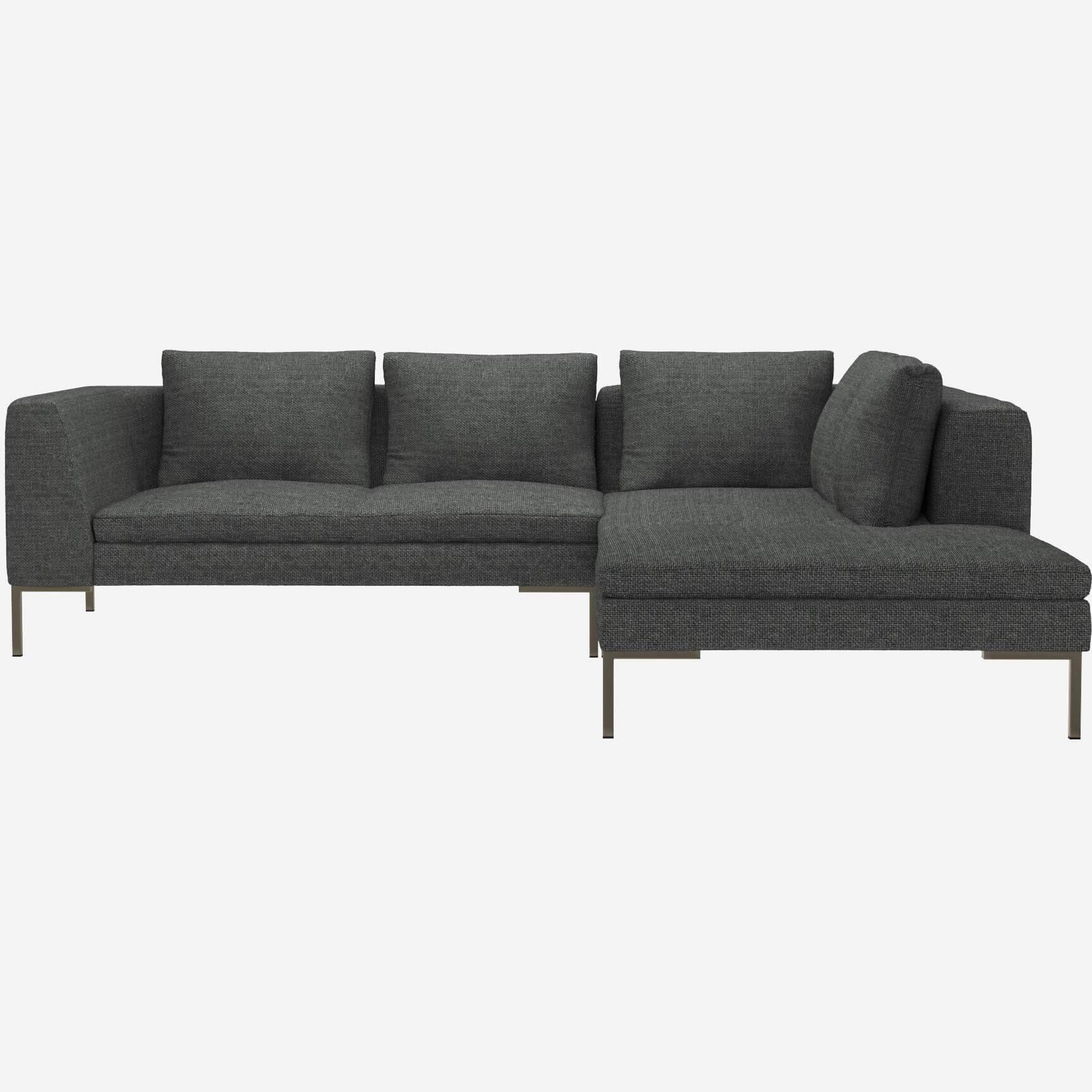 2-Sitzer-Sofa mit Chaiselongue rechts aus Melina-Stoff - Schiefergrau 