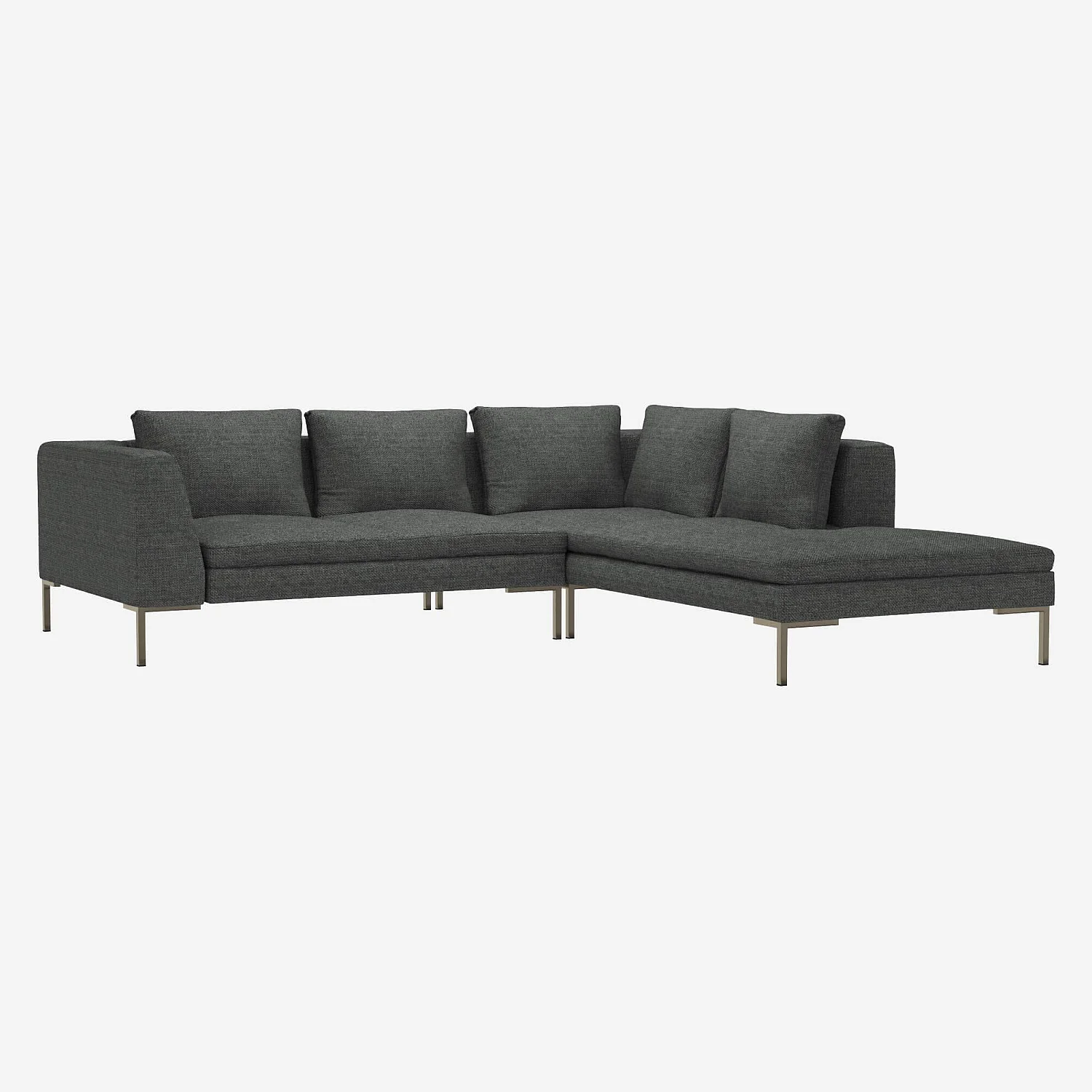 2-Sitzer-Sofa mit Chaiselongue rechts aus Melina-Stoff - Schiefergrau  - 2