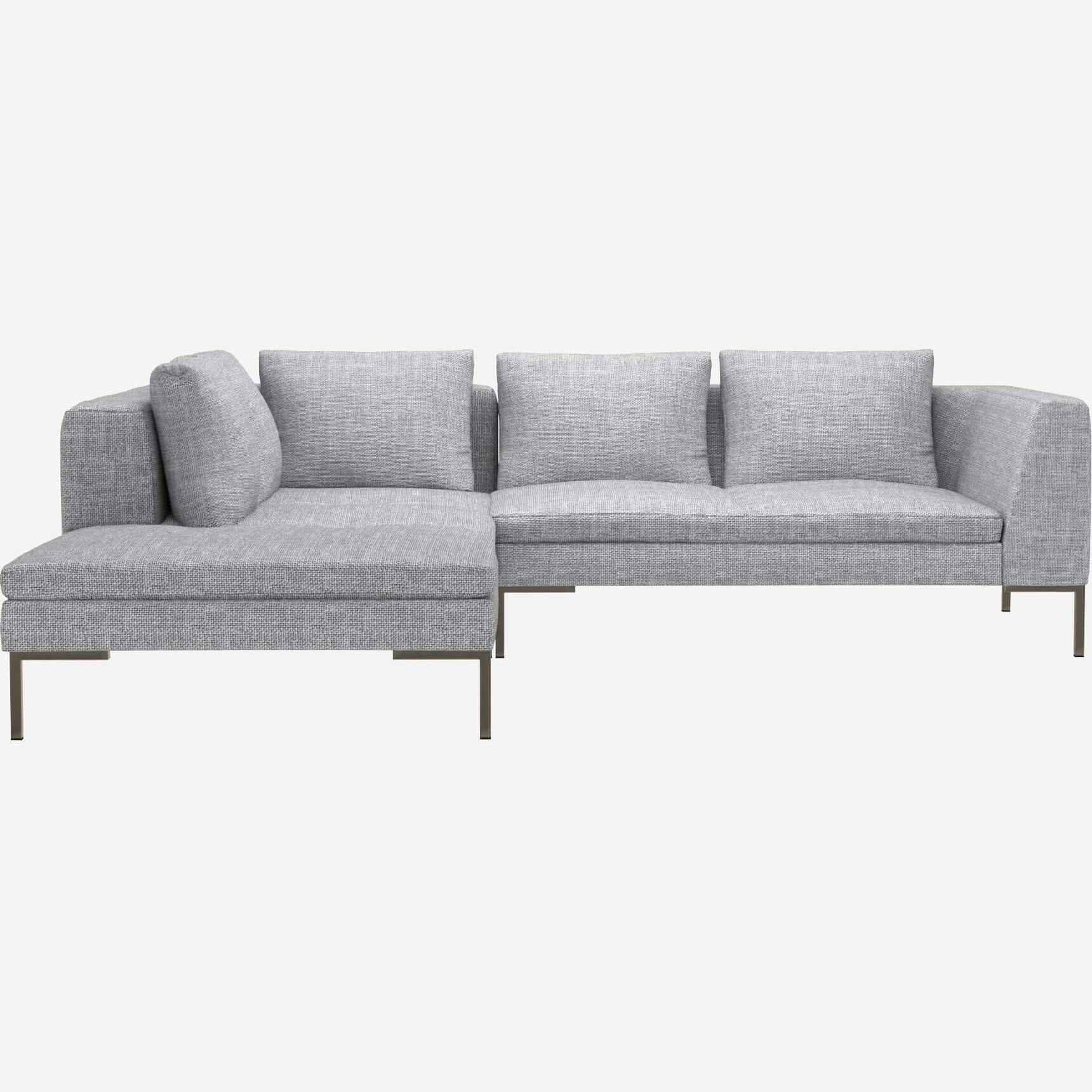 2-Sitzer-Sofa mit Chaiselongue links aus Melina-Stoff - Asphaltgrau