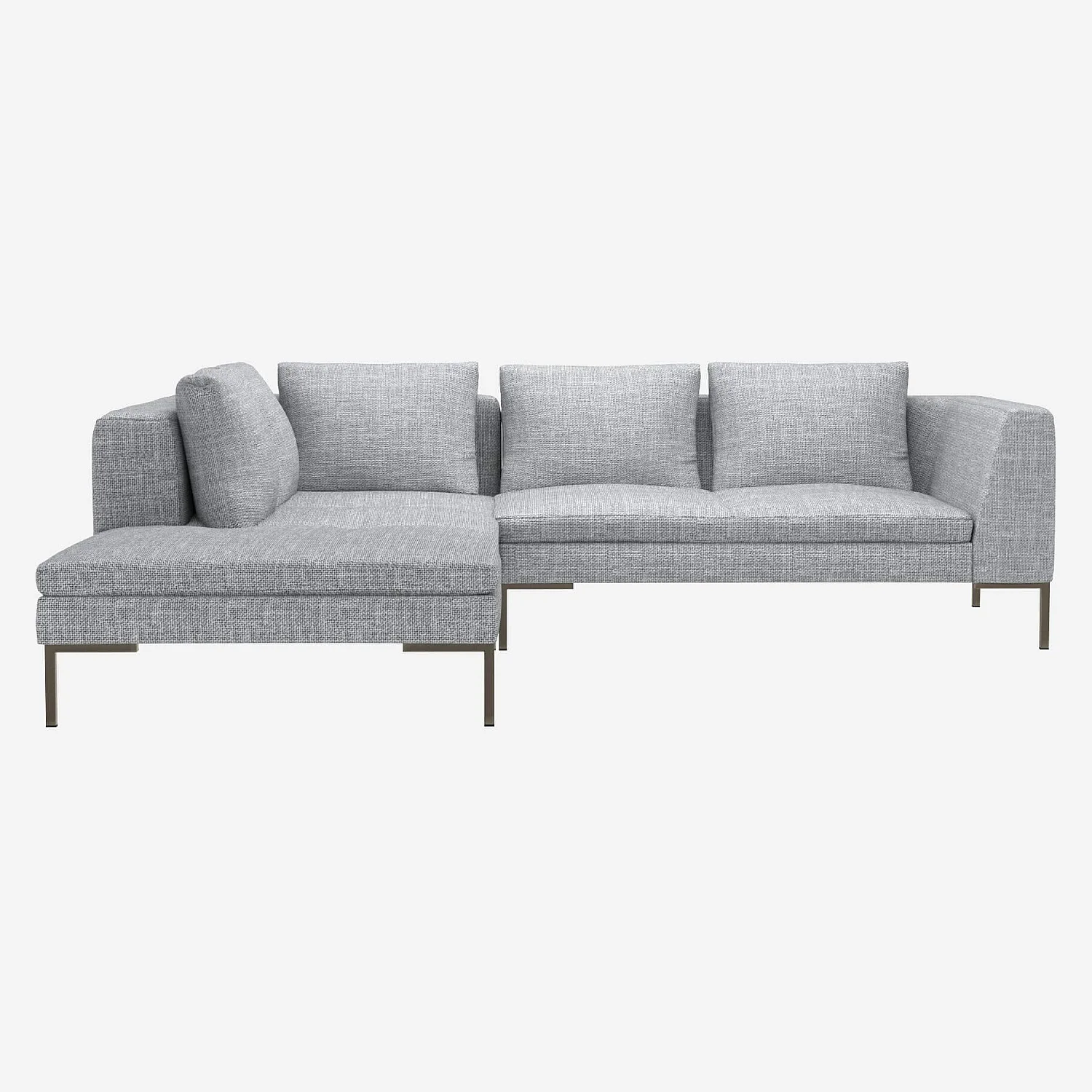 2-Sitzer-Sofa mit Chaiselongue links aus Melina-Stoff - Asphaltgrau - 1