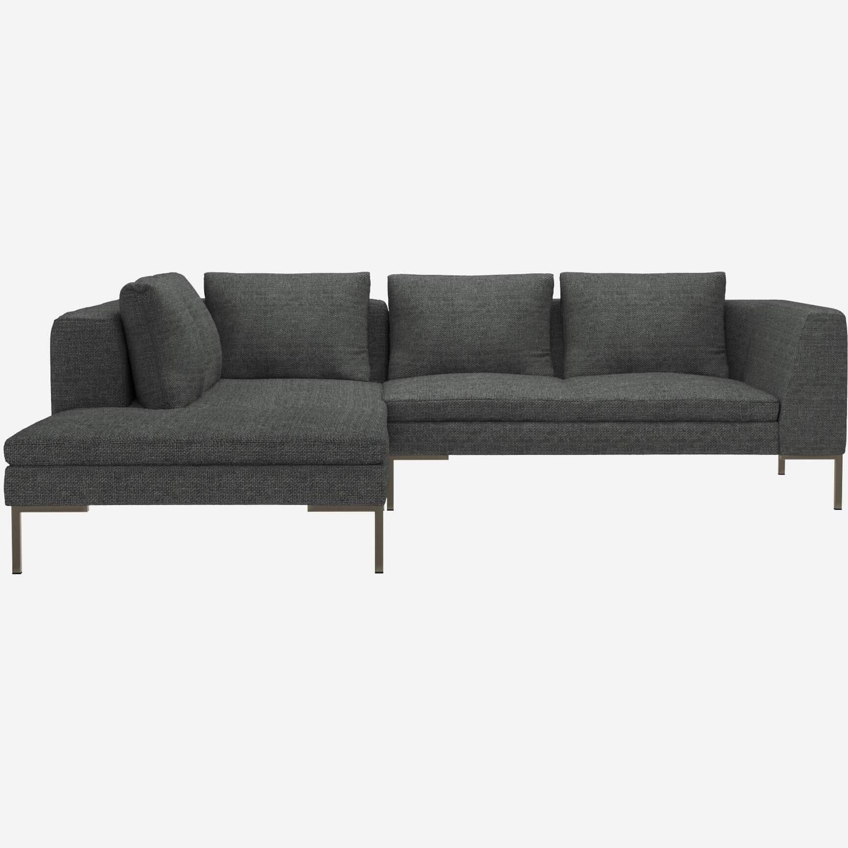 2-Sitzer-Sofa mit Chaiselongue links aus Melina-Stoff - Schiefergrau 