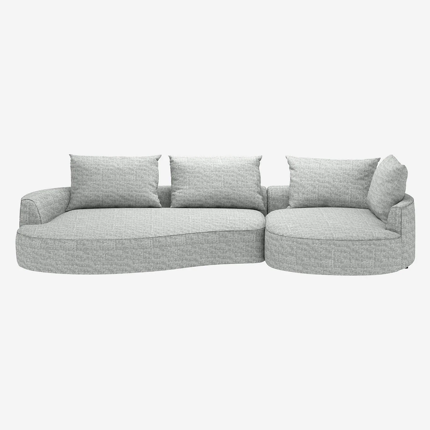 Canapé d'angle droit de forme organique en tissu Alba - Gris brume  - 1