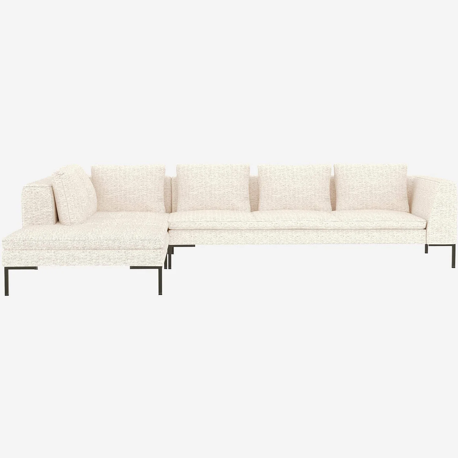 Canapé 3 places avec méridienne gauche en tissu Bormio - Blanc albâtre - 1